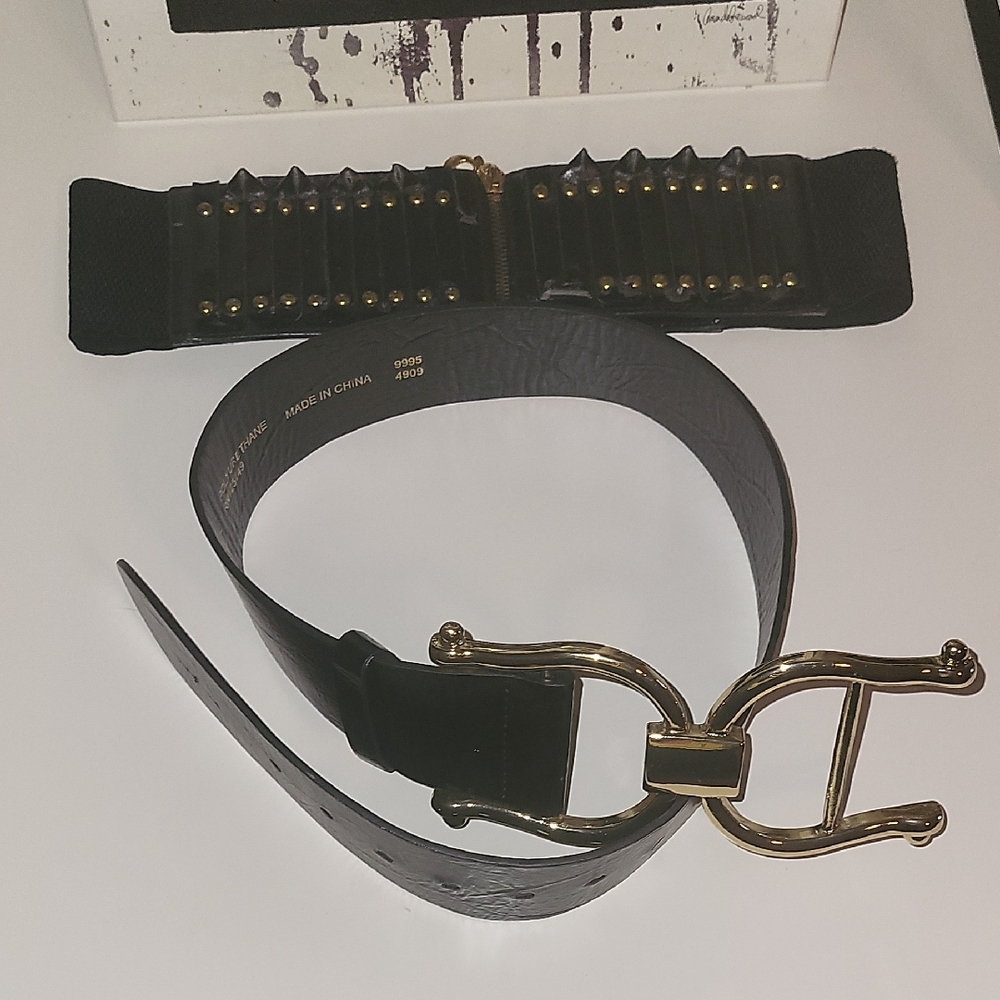Topshop 2 Black and Gold Belts Set
